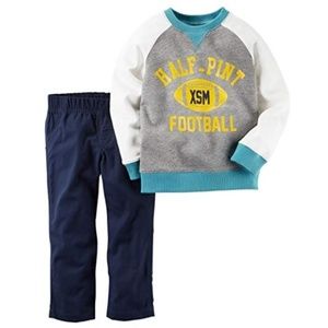 Baby Boys Carters Half Pint Football Shirt Pants Set Size 6 Months NWT